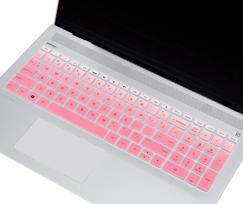 iKammo Keyboard Cover Skin Compatible 15.6 inch HP Pavilion x360 15-BR075NR / HP Pavilion 15-BS 15-BW 15-CC 15-CB 15-CD/HP Envy x360 15M-BP 15M-BQ,17.3 HP Envy 17M 17-BS Keyboard Covers(Omber Pink) - Image 1